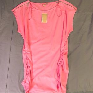 Michael Kors Basics Pink Zipper Tee Blouse